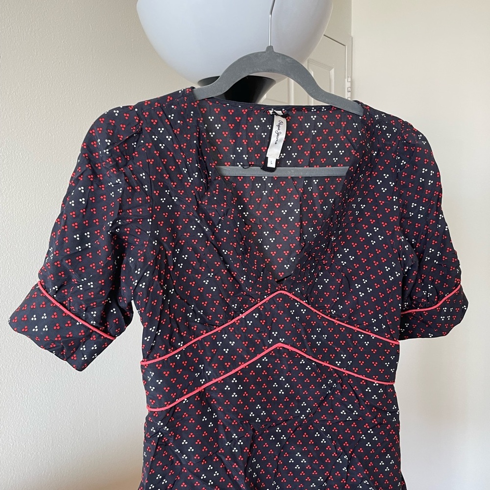 Pepe Jeans mini dress size M, navy with coral accents